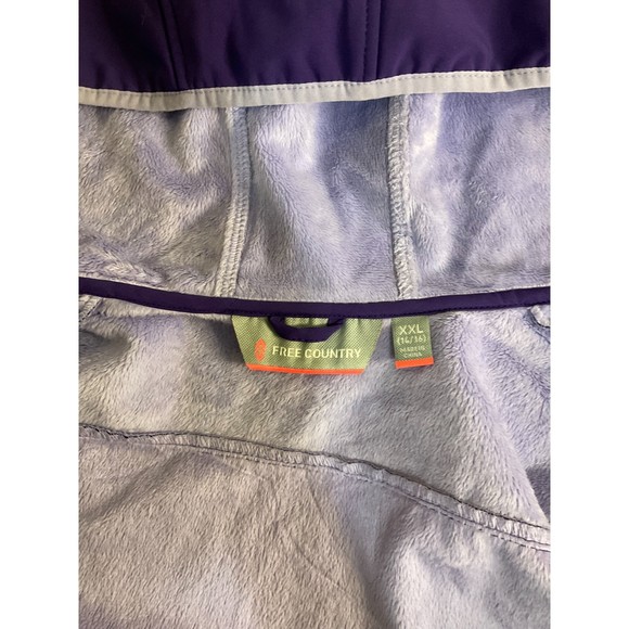 Free Country Girls Purple Jacket Faux Fur lined Inside Hoody Size 14/16 XXL - Picture 8 of 11